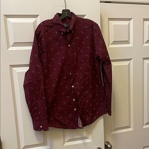 St. John's Bay Men's Maroon Printed Button-Down Shirt